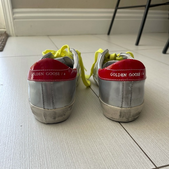 NWT Brand New Golden Goose Women’s Superstar Silver Blue Star Leather Sneaker 37 - Picture 8 of 16